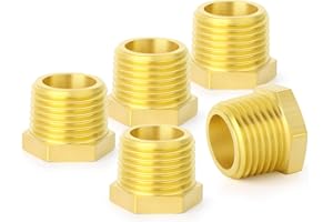 GASHER 10 pièces en laiton réducteur hexagonal 1/2 "BSP mâle x 1/4" BSP femelle, raccord de tuyau fileté en laiton