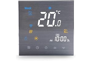 LP Termostato WiF para Caldera de Gas,Termostato Calefaccion WiFi Fuente de Alimentación Desde 220v Pantalla LCD Botón táctil retroiluminado programable con Alexa and Phone App