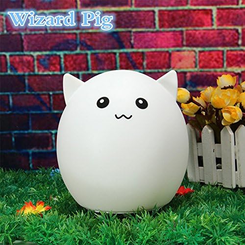 Flyproshop 3-Modes Portable Creative Silicone Cute Night Light USB Rechargable Cartoon Sensitive Night Lamp with 7 LED Color, Best for Children Kids Baby Nursery (Style 1)