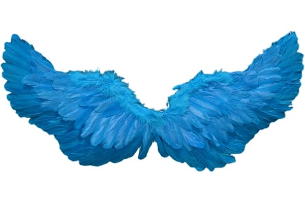 Ngbbby Fjädrar vinge med elastiska remmar kreativ lätt cosplay vinge för temafester fotograferingsmaterial, blå, blå ängel