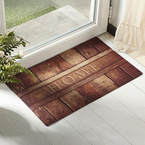Amagabeli Rustic Indoor Non Skid Doormat Entrance Low Profile Washable Rubber Door Mat for Inside Front Kitchen Floor Outdoor Patio Porch Garage Rug Entry Way Carpet Home Decor 18" X 30"