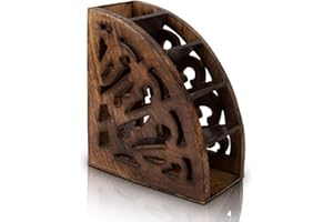 The Great Indian Bazaar Soporte de Madera Hecho a Mano para Mando a Distancia para mesita de Noche, Mesa de Noche, sofá reclinable, para 5 mandos a Distancia, Organizador de Medios para el hogar