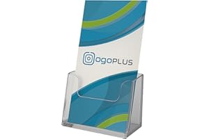 ogoPLUS Prospektständer DIN lang Hochformat / Prospekthalter Flyer-Ständer Werbung Aufsteller Tisch-Prospektständer / Prospektbox / Werbung, glasklar, leichte Neigung für optimales Blickfeld