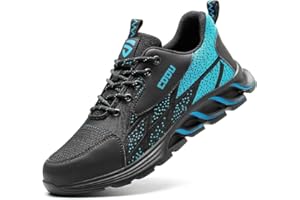 PAQOZKC Męskie buty robocze S3, buty ochronne, antypoślizgowe, stalowe noski, komfort, sportowe, ochronne, oddychające, rozmiar 37-48 EU
