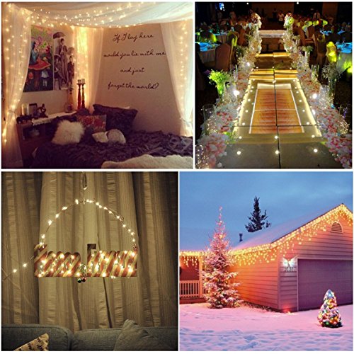 Lichterkette Außen, MORECOO 10M 100 LEDs Solar Lichterkette mit 8 Modes für Party, Karneval, Weihnachten, Outdoor, Fest usw. (warm weiß) - 4