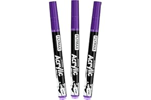 FLYMAX Violett Marker Stifte 0,7mm – Permanent Marker Violett Acrylic Wasserbasis Wasserfest Schnelltrocknend Fein (3er Pack)
