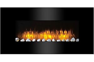 Classic Fire AJ15-S Vancouver - Calefactor de Pared con Efecto Chimenea, Mando a Distancia, 2000 W, Negro, 105,5 cm