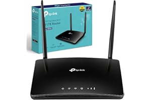 TP-Link AC750 Dual Band 4G LTE Router, SIM Slot Unlocked, WAN/LAN port, Removable Wi-Fi Antennas, Compatible with FDD-LTE and TDD-LTE, No Configuration Required, UK Plug, Black (Archer MR200)