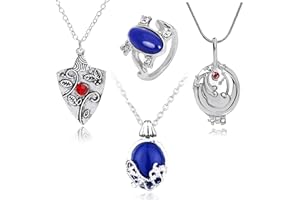 HJYZY 4 Stück Vampire Diaries Schmuck Daywalking Katherine Sapphire Elena Gilbert Eröffnung Eisenkraut Medaillon Bonnie Halskette Elena Saphir Kristall Tageslicht Ring Schmuckset Cosplay für Fans
