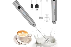 ‎PHILORN Philorn Milchaufschäumer Stab, Milchaufschäumer Elektrisch Stab Hand Held, 3-Gang USB-C Aufladbar Aufschäumer, Manuelle Milchschäumer für Kaffee/Latte/Cappuccino/Eier Schlagen (Silber)