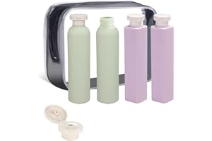 ChAusa 4 Pièces Flacon Voyage 250+260ml Contenant Voyage avec Étiquettes Kit Voyage Produit Toilette Kit Voyage Avion pour Le Shampooing,La Lotion,Le Gel Douche avec Trousse de Toilette Femme