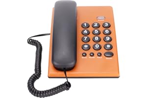 Annadue KX-T504 Schnurgebundenes Telefon für Home Office, Fashion Desktop Festnetz-Multifunktionstelefon mit Dualem Magnethörer, Einstellbarer Klingelton(Orange)