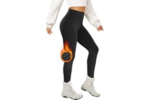 AMIYOYO Damskie legginsy termiczne z podszewką, z wysokim stanem, nieprzezroczyste, z polarem, ciepłe, przytulne, elastyczne, sportowe legginsy
