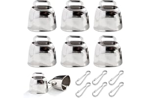 DIFLAX 6 Pezzi Campane in Metallo per Animali Domestici Campana per Pascolo Campana di Bronzo Forte per Bovini Capra Fattoria di Animali Campanello Multiuso per Lavoretti Natale Decorativi (Argento)