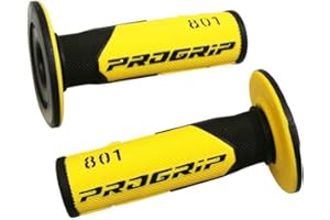 IMPORT PARTS BIKE - REVETEMENT POIGNEE PROGRIP 801 JAUNE-NOIR (PAIRE) -115mm- (CROSS)