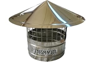 DENVEL 130 mm, protezione per uccelli, in acciaio inossidabile, tappo di copertura per canna fumaria, estremità del tubo di scarico, cappello da pioggia e neve, protezione in rete