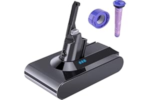 GLOSSE Batteria per Dyson V8, 4500mAh Batteria di Ricambio per Dyson V8 Absolute V8 Fluffy V8 Animal SV10 Aspirapolvere + 1 Prefiltro + 1 Post-filtro