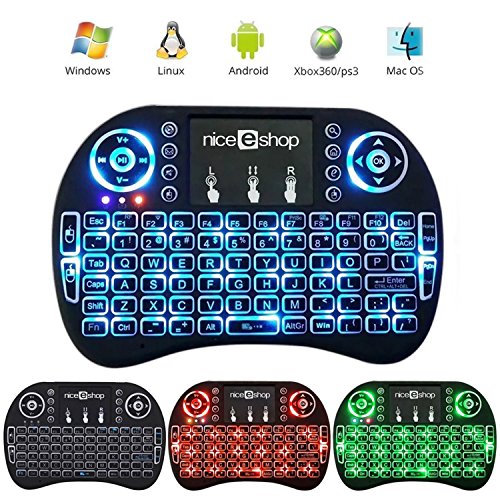 auoker 2.4 G Mini portatile Tastiera Wireless con Mouse Touchpad Multi-Media Tastiera Portatile Android per Windows, Android/Google/Smart TV, Linux, Mac OS, colorato retroilluminato