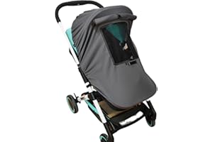 AUPOWER Pare Soleil pour Poussette Bébé avec Lucarne et Ailes Doubles - Réglable Canopy Auvent Pare-Soleil UV UPF50+