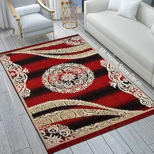 kk home store decor cotton Velvet Classic Carpet (Red, 5 x 7ft)