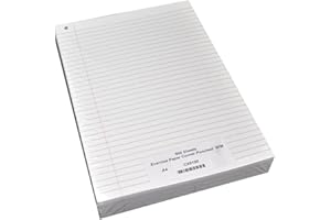 Rhino A4 Loose Leaf Lined Paper, 500 Sheets / 1000 Page, 8mm Lined with Margin Paper, Hole Punched Top Left Corner, School & Office Stationery Supplies