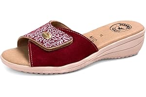 JOMIX Zapatillas Casa Mujer Chanclas Mujer Verano con Hebilla Pantuflas Anatómicas Ortopédicas Chanclas Cómodas con Puntera Abierta Banda Ajustable, Fabricadas en Italia