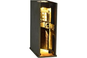 Runsmooth Sujetalibros de Madera, decoración de Estante de Libro de Montaje de inserción con Kit de construcción de Modelos de Bricolaje, Accesorios Decorativos de Lujo para decoración de habitación