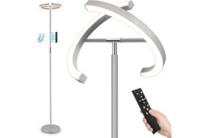 FIMEI Floor Lamp, Reading Standing Lamp, Stepless Dimming & 4 Colour Temperatures, Remote & Touch Control, Modern Standing Light for Living Room, Bedroom, Office (Grey (No Small Reading Light))