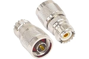 Boobrie Adaptador coaxial RF UHF hembra SO239 a N Macho Conector UHF PL259 Conector para antenas Dispositivos LAN Inalámbrico Cable de Extensión Coaxial para Radio WiFi Paquete de 2