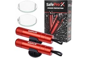 SafePro X Emergency Hammer Car with Seat Belt Cutter - Life-Saving Compact Spring Grain Glass Breaker - Safety Rescue Tool & Disc Smasher for Quick Escape in Road Accidents (Pack of 2)