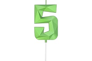 DERVENTA Large Birthday Candle Number 3D Green 3.7 inch Party Celebration Anniversary Decoration Cake Topper 1 Piece (Number 5 Green)