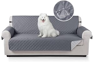 TAOCOCO Sofa Covers 100% Waterproof Sofa Slipcovers 3 Seater,Non Slip Cover for Kids/Dogs/Pets,Washable Sofa Protector with Elastic Strap(Dark Grey)