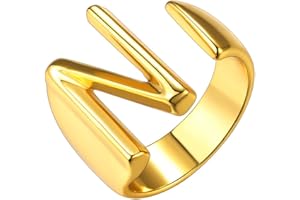 GOLDCHIC JEWELRY Anello Oro con Iniziale per Donna, Anello Statement delle Donne | 18k Oro Placcato Anelli Alfabeto Aperto | Lettera a alla z