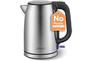 COSORI Electric Kettle 1.7L, Plastic-free Interior, 3000W Rapid Boil, S152 | Lids Open at 2 Angles, Easy Clean, Auto Shut Off, Boil-Dry Protection, Stainless Steel Tea Kettle, Hot Water Boiler & Heater