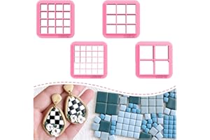 ‎KEOKER Keoker Quadratische Modelliermassenschneider, Schachbrettmacher zur Herstellung von Ohrringen, Schmuck, quadratisches Gitterwerkzeug (A)