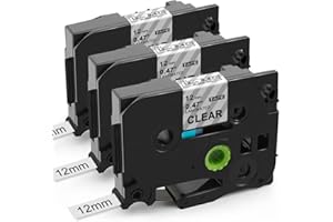 Unistar Compatible Tape for Brother TZe-131 TZe131 Ptouch TZe Black on Clear Tape 12mm 0.47, Replace Brother Label Printer Tape 12mm Clear for Brother PTouch H101C PT-H100LB H110 1090, 3-Pack