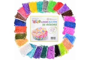 Inscraft 12750 Loom Bänder Set, 26 Farben Loom Gummibänder für Armbänder, Loop Armbänder set Kinder zum Halsketten und Gummi Armband basteln, Nachfüllset in 26 Farben mit 500 Clips, 6 Haken
