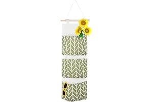 Vebetter Portaoggetti da Parete con Tasche, Borsa Portaoggetti da Parete,Lino e Cotone Appendere Sacca, Tasche Portaoggetti da Parete per Casa L'ufficio del Bagno Della Camera, Impermeabile, Verde