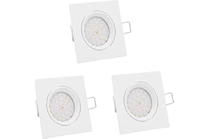 Lumare LED Spot da incasso 4W dimmerabile | Set di 3 | 400lm, IP44 | Solo 27mm di profondità d'incasso | Modulo luce intercambiabile | Bianco caldo
