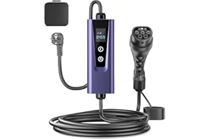 Evjuicion Chargeur Voiture Electrique 3,68kW [16A-6A, 0-12H] 6m Chargeur Type 2 avec Numérique LED, Domestique Cable Recharge Voiture Electrique avec Sac, Compatible E-208, Model Y et Autres EV/PHEV
