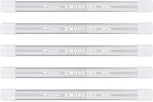Tombow ER-KUR Gomma di Ricambio con Punta Rotonda per portagomma Mono Zero, Ideali per cancellature di precisione, Diametro 2,3 mm, 10 Pezzi