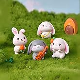 SATYAM KRAFT 1 Set (4 Pcs) Rabbit Miniature Figurines Showpiece for Him/Her, Home Decor, Table, Car Dashboard | Birthday Retu