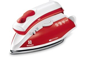 Electrolux EDBT800 Perfect Motion, Ferro da Stiro a Vapore da Viaggio Compatto, 800 W, Piastra Inox Resistente, Doppio Voltaggio 120-240 V, Manico Pieghevole, Leggero 920 g, Rosso