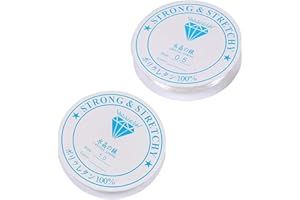 XMBYGEY Fil elastique pour bracelet Fil Élastique Transparent,Fil pour bracelet perle Fil pour bracelet Fil transparent elastique (1.0 mm-5M, 0.5 mm-15M(2PCS)