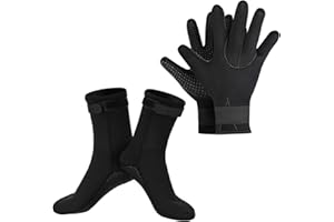 SUPERFA 3mm Neoprene Diving Gloves and Socks, 3mm Thermal Wetsuit Gloves and Socks with Adjustable Waist Strap for Diving, Surfing, Kayaking Rafting