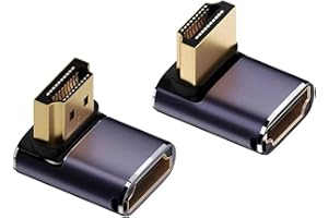 YUNKOZAND Adaptador HDTV 8K de 90 Grados, Adaptador HDTV de ángulo Arriba y Abajo, Conector Extensor HDTV Macho a Hembra con 8K @60Hz, 4K @120Hz (Arriba & Abajo)