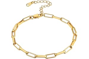 ChainsHouse Bracelet Chaine de Cheville Femme Fille Acier Inoxydable Gourmette 3/6 mm Argent/Plaque Or/Noir/Or Rose [Venitien/Spiga/Tressé] Chaine Maille Pied 22cm Plage Ete Vacanvce