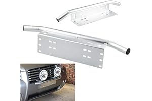 RIGIDON 23 pouces Support de plaque d'immatriculation voiture, Argent Aluminium Support de barre d'éclairage led, feux de travaille support de Fixation de Plaque D'immatriculation pour Offroad 4x4