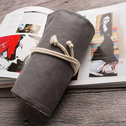 Cotton Canvas Cloth Handmade Original Color Lead Pencil Men and Women Painting Large Capacity Pencil Bag Volume Curtain 36 Holes / 48 Holes / 72 Holes