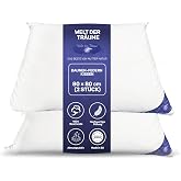 Set of 2 Down Pillows 3 Chamber Pillow Three-Chamber Pillow 80 x 80 cm Filling Weight 1600 g 100% Cotton Cover Pillow 80 x 80 Down Feather Pillow No Live Plucking White